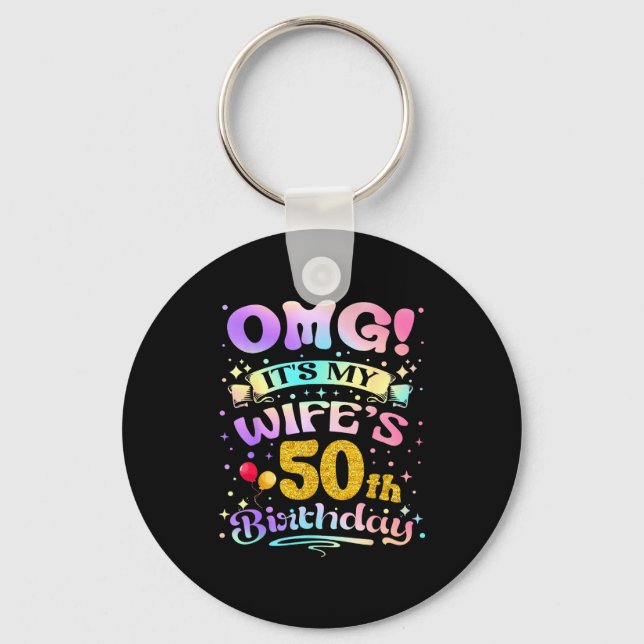 Chaveiro Nossa, é o 50º aniversário da minha esposa, Feliz  (Frente)