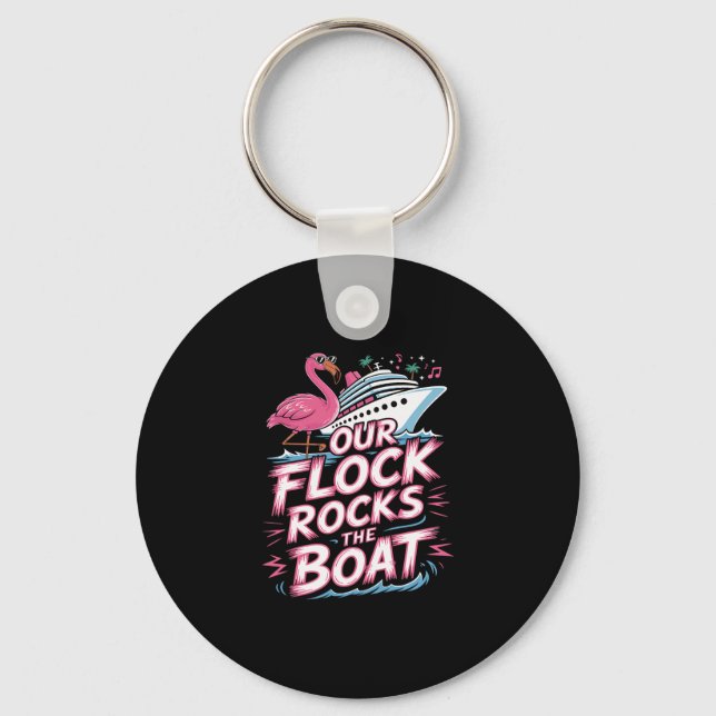 Chaveiro Nossa Manada Balança O Barco Flamingo Rosa Férias  (Frente)