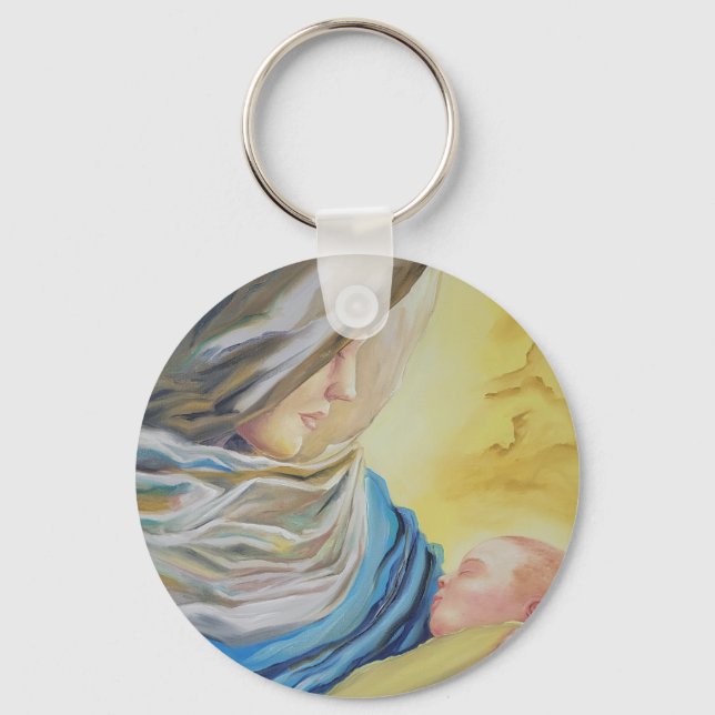 Chaveiro Nossa Senhora do Silêncio segurando Jesus bebê (Frente)