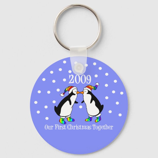 Chaveiro Nosso Primeiro Natal Juntos 2009 (GLBT Penguins) (Frente)