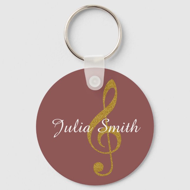 Chaveiro nota musical g-clef personalizada com nome (Frente)