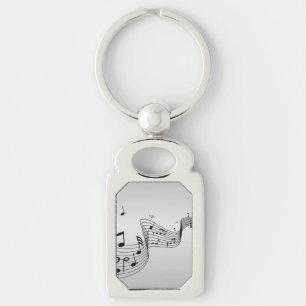 Chaveiro Notas de música no Silver
