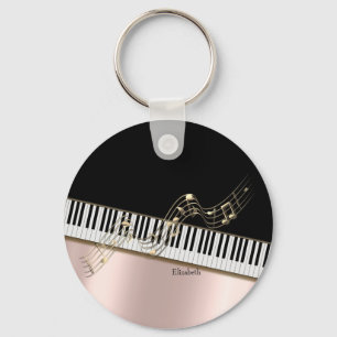 Chaveiro Notas Musicais de Ouro Moderno, Teclas de Piano em