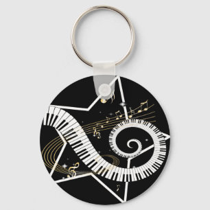 Chaveiro Notas musicais do ouro da estrela