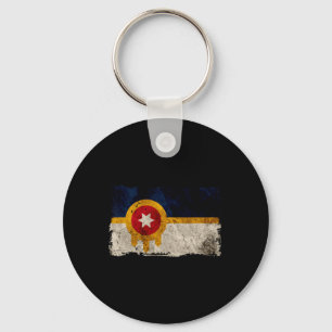 Chaveiro Nova Bandeira de Tulsa Vintage Desgastada Tulsa Ok