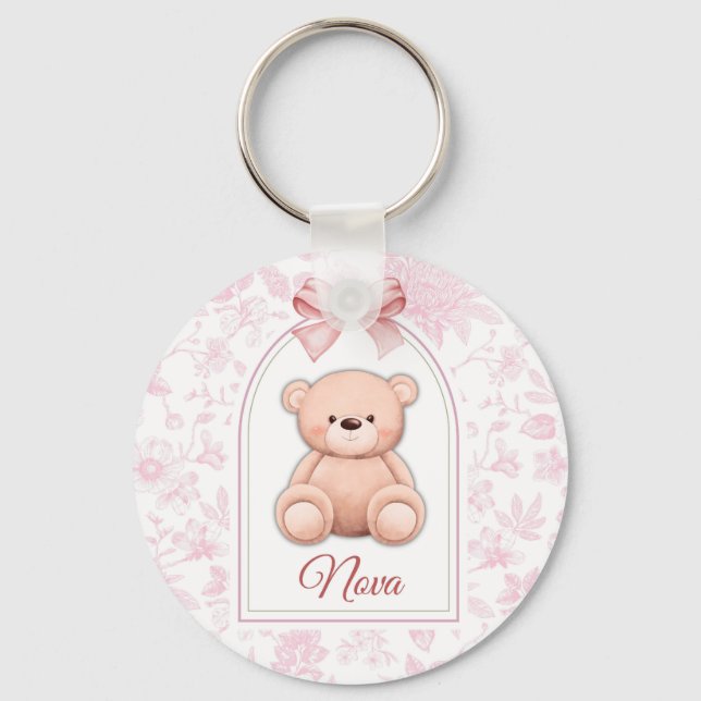 Chaveiro Nova | Design de Enfermeiro de Urso Rosa Personali (Frente)
