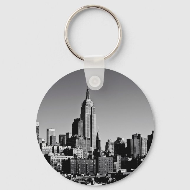 Chaveiro Nova Iorque Skyline em Preto e Branco (Frente)