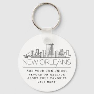 Chaveiro Nova Orleans Estilizada Skyline Slogan Personali