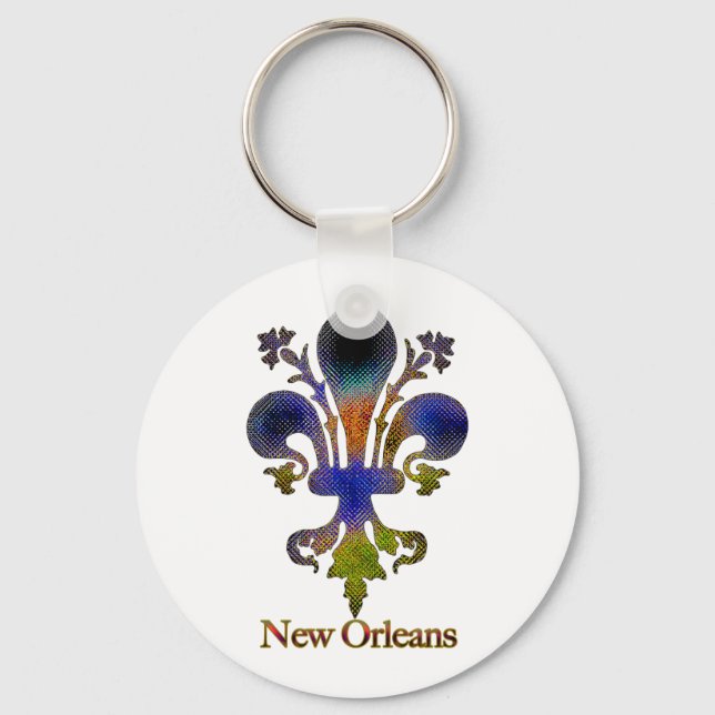 Chaveiro Nova Orleans Fleur de lis, antiga colorido (Frente)