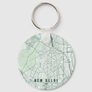 Chaveiro Novo Mapa da Cidade de Nova Deli & Texto Personali