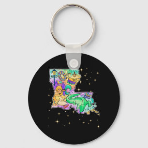Chaveiro Novo Orleans Louisiana Mapa Mardi Gras Jester Funn