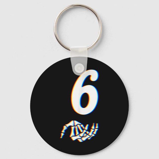 Chaveiro Number 6 Matching 67 Meme Skeleton Hand Halloween  (Frente)