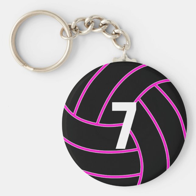 Chaveiro Numérico de Voleibol Rosa Personalizado (Frente)