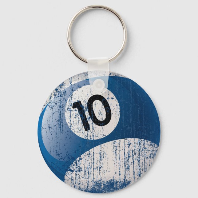 CHAVEIRO NÚMERO 10 BILLIARDS BALL - ESTILO ERODIDO (Frente)
