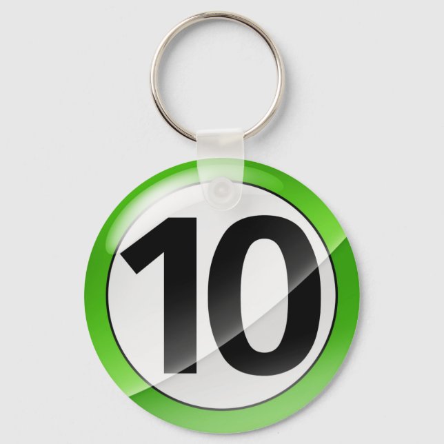 Chaveiro Número 10 - Cadeia de Chave Verde (Frente)