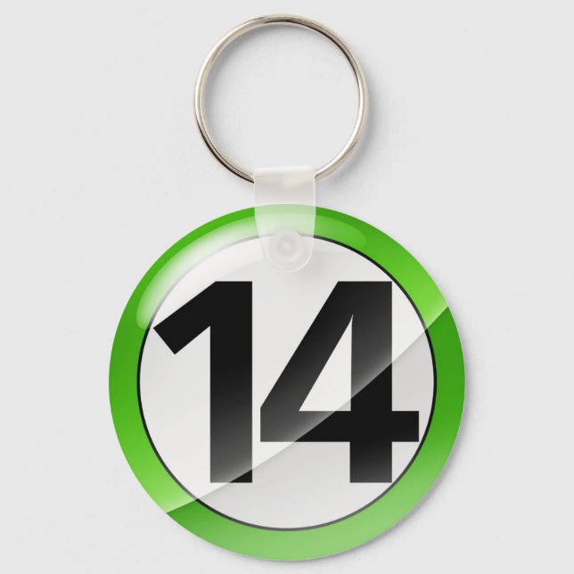 Chaveiro Número 14 - Cadeia de Chave Verde (Frente)