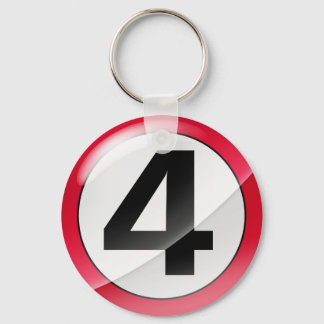 Chaveiro Número 4 da cadeia de teclas vermelha