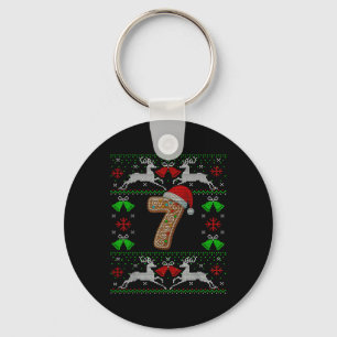 Chaveiro Número 7 67 Meme Camisola de Natal Feia Engraçada
