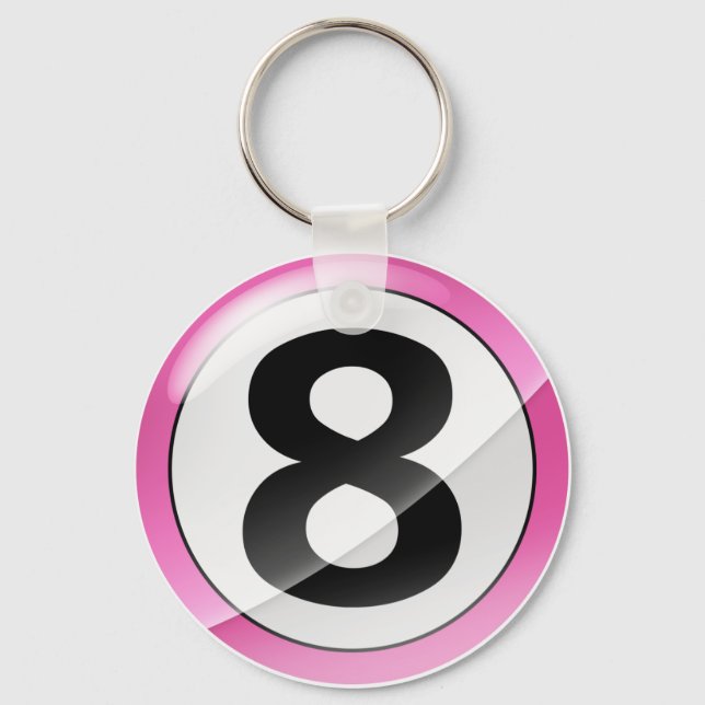 Chaveiro Número 8 da cadeia de teclas rosa (Frente)