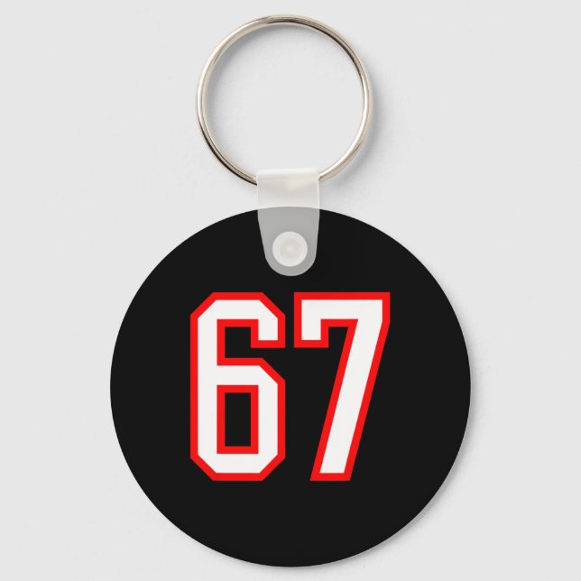 Chaveiro Número da Equipe Esportiva #67 Branco Vermelho Var (Frente)