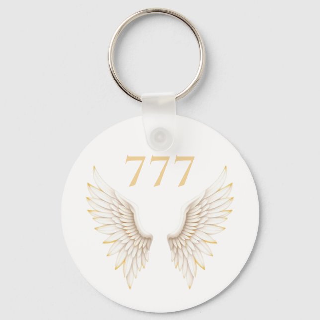 Chaveiro Número de Anjo Personalizado com Asas Elegantes (Frente)