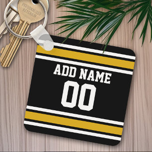 Chaveiro Número de Nome Personalizado de Futebol Dourado N