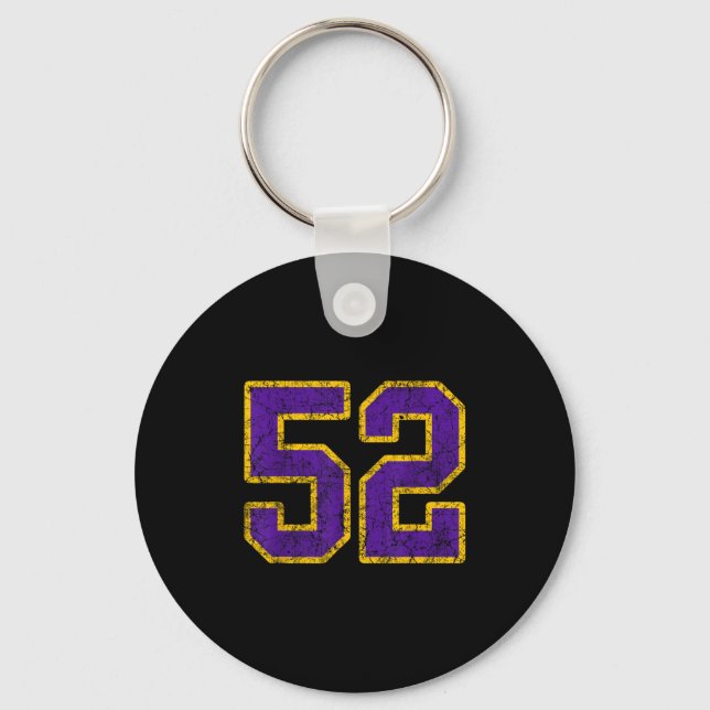 Chaveiro Número Dourado Roxo 52 Jersey Player Uniform #52 N (Frente)