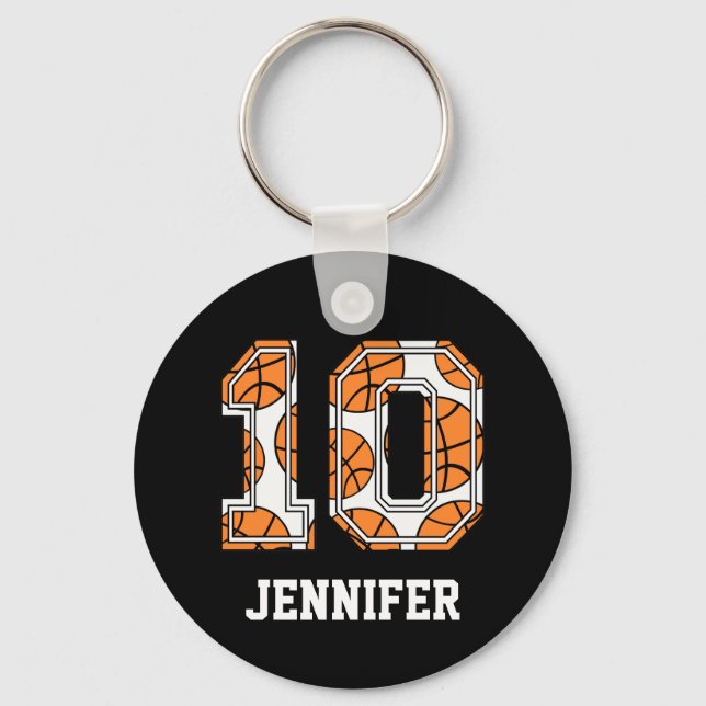 Chaveiro Número Personalizado de Basquete 10 (Frente)