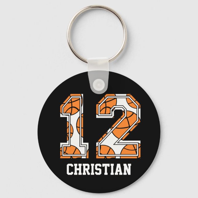 Chaveiro Número Personalizado de Basquete 12 (Frente)