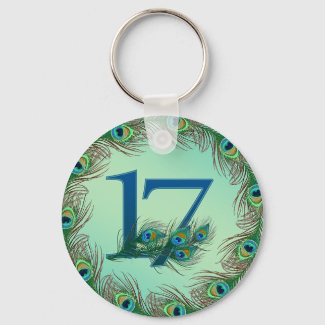 Chaveiro Números de 17.o aniversário ou aniversário (Frente)