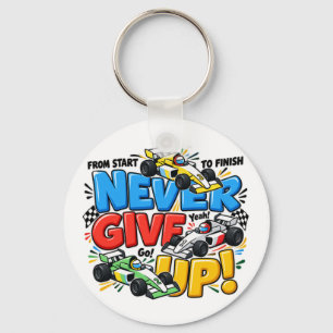 Chaveiro Nunca Desista Carro de Corrida Motivação Aventura