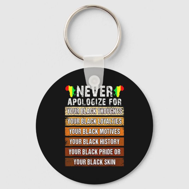 Chaveiro Nunca Retro Peça Desculpas História Negra Africana (Frente)