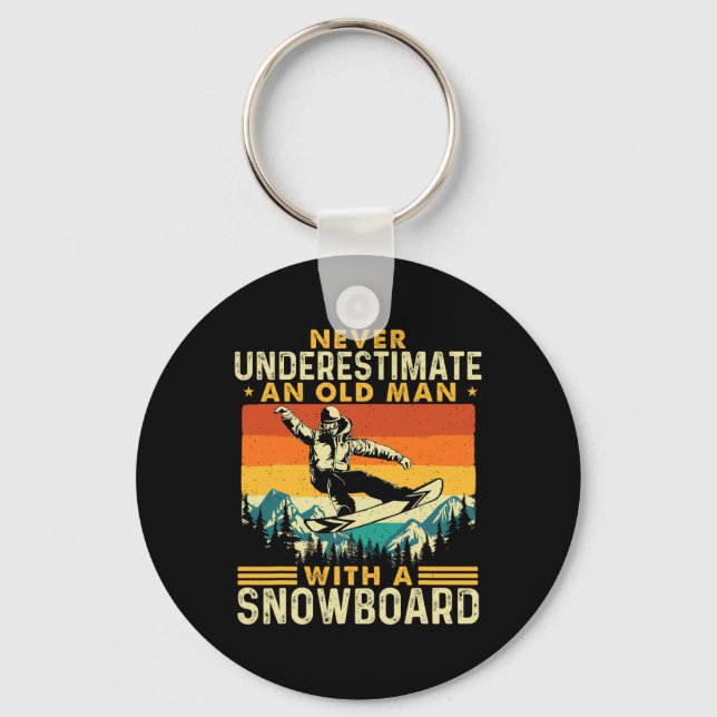 Chaveiro Nunca Subestime Um Velho - Neve Snowboard (Frente)