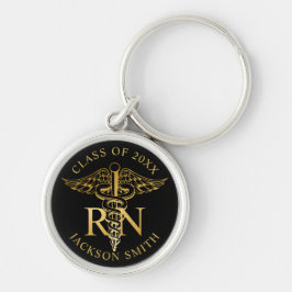Chaveiro Nurse faux gold caduceus Black Personalizado