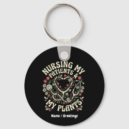 Chaveiro Nursing My Patients & My Plants Retro Floral Steth