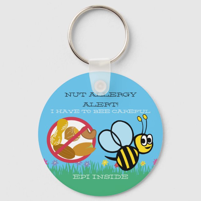 Chaveiro Nut Allergy Alert Bumble Bee Kids Personalizados (Frente)