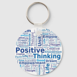 Chaveiro Nuvem de Palavras Positivas - Cores Azuis