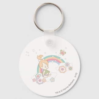 Chaveiro Nuvens de arco-íris e flores PEBBLES™