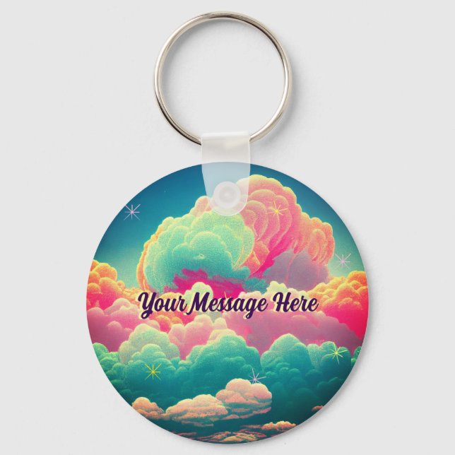 Chaveiro Nuvens Docentes De Algodão De Pastel Divertido (Frente)