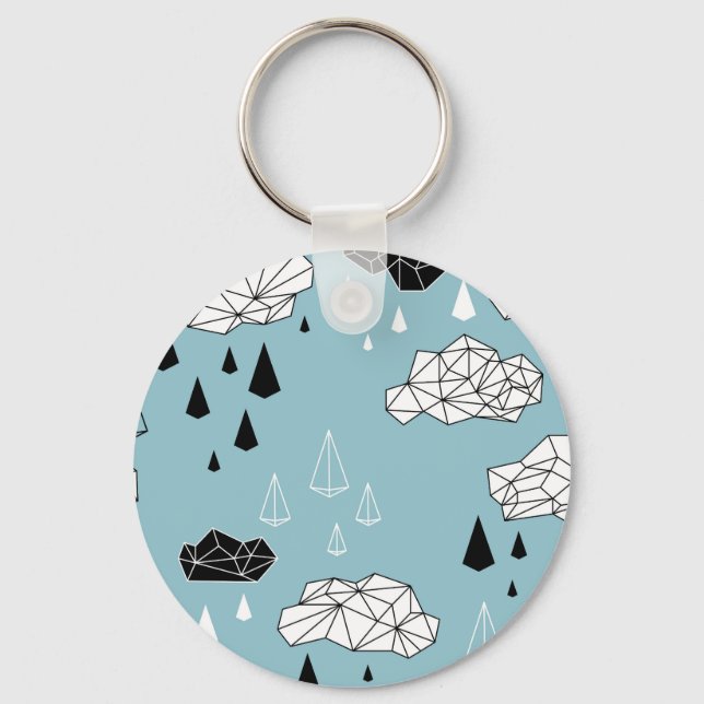 Chaveiro Nuvens geométricas e chuva, padrão perfeito. (Frente)