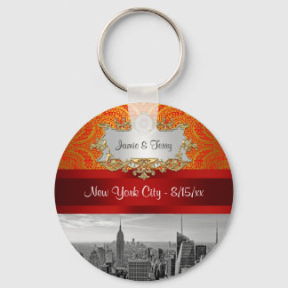 Chaveiro NY City Skyline BW 112 Red Dourado Paisley Key Cha