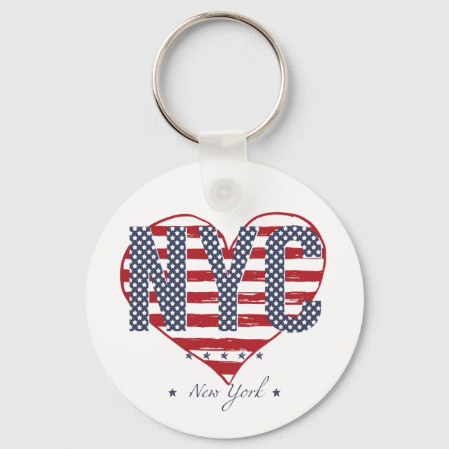 Chaveiro NYC American Flag Heart (Frente)