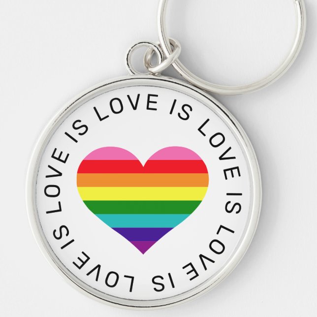 Chaveiro O Amor é Amor Coração Arco-íris Orgulho Gay (Frente)