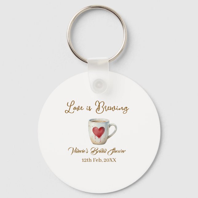 Chaveiro O amor está fervendo caneca de café branco coração (Frente)