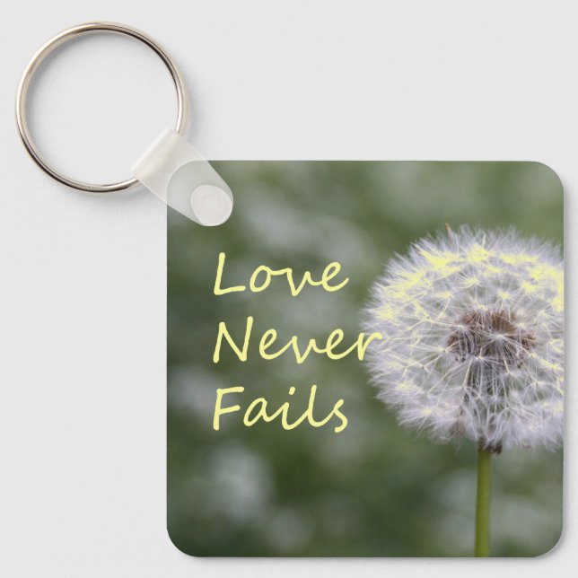 Chaveiro O Amor Nunca Falha Dandelion1 Coríntios 13 (Frente)