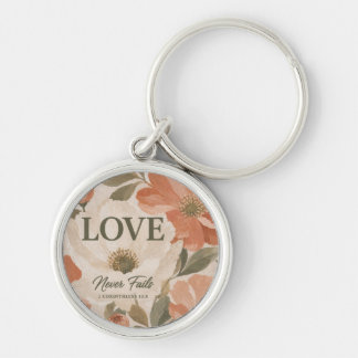 Chaveiro O AMOR NUNCA FALHA | Presente de Casamento Cristão