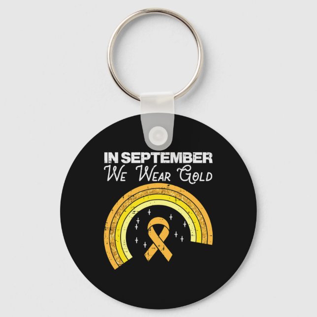 Chaveiro O Arco-Íris Em Setembro Vestimos Cancer Dourado Da (Frente)