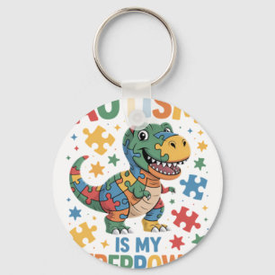 Chaveiro O Autismo é meu Superpoder Camiseta do T-Rex de Co