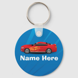 Chaveiro O azul brilhante com o carro de esportes vermelho