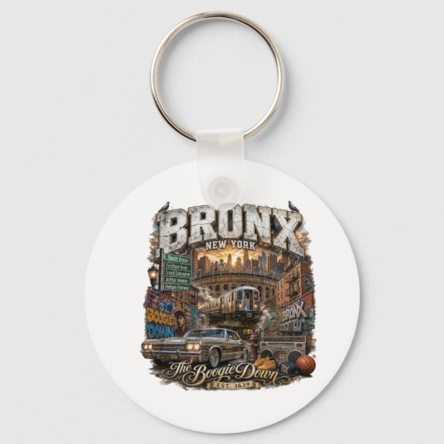 Chaveiro O Bronx Nova York Boogie Down Colagem Urbana (Frente)